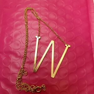 Gold Initial 'W' Necklace